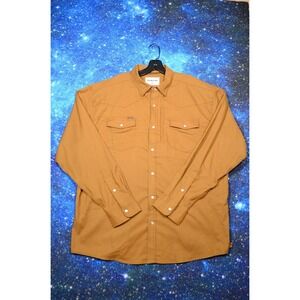 Poncho Shirt Mens XL Brown Western Pearl Snap Front Long Sleeve Workwear